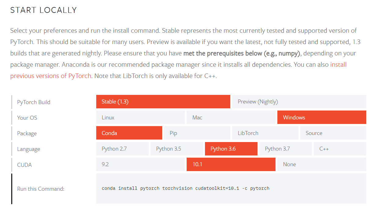 Install PyTorch Locally