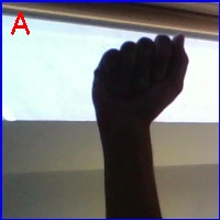 Neural network prediction on the letter A for American Sign Language