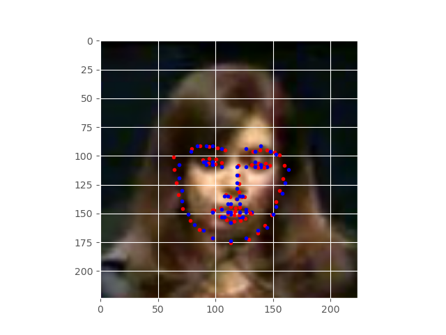 Facial keypoint prediction using the trained neural network after 30 epochs of training.