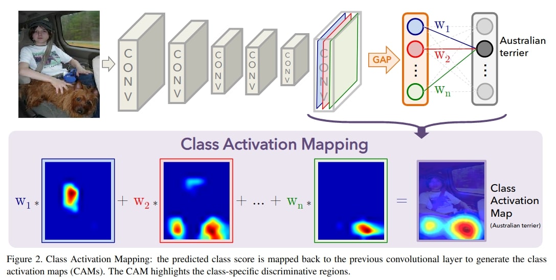 Class activation mapping neural network structure.