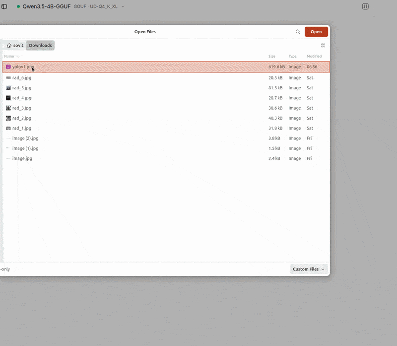 Carrying out OCR on a PDF image with Unsloth Studio.